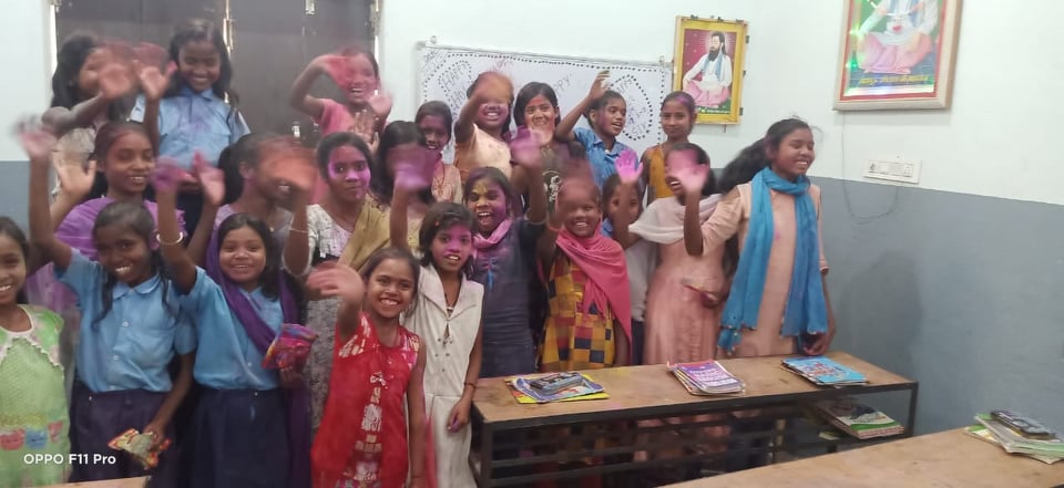 Students celebrating Holi Festival in our Lakhanpur, India school