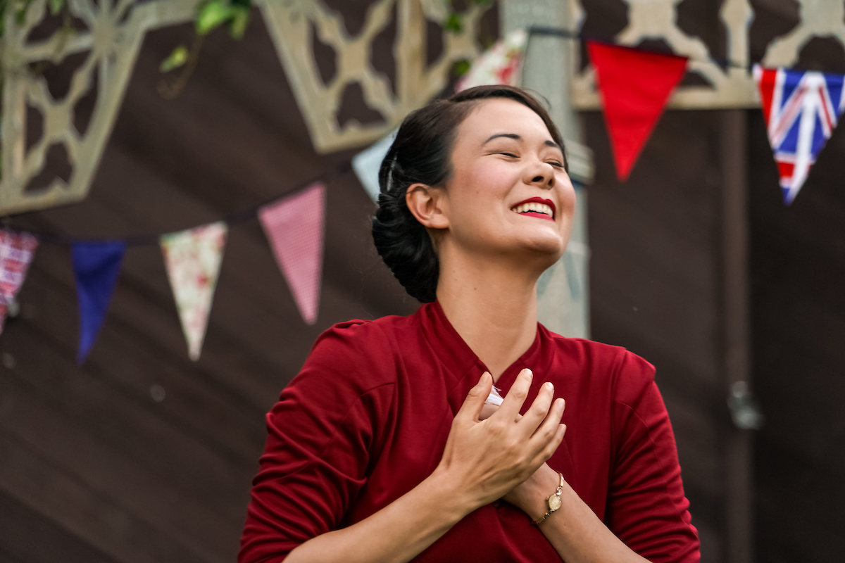 Keiko Green in Much Ado About Nothing (Wooden O), photo by Alabastro Photography