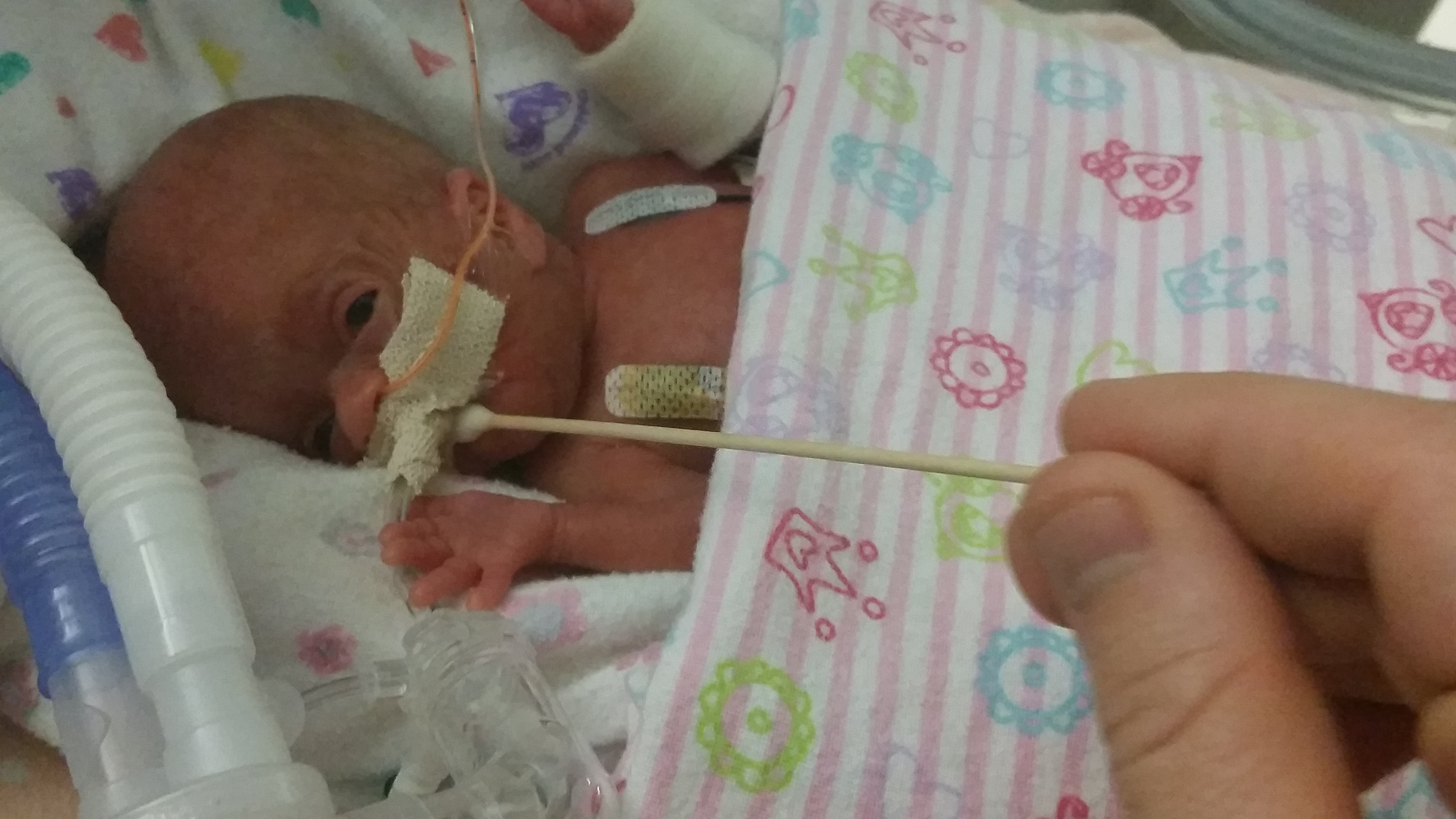 Eyes open and eating!