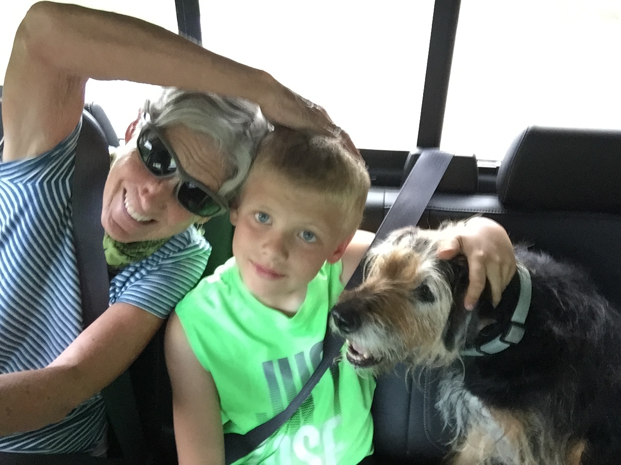 My Mom Jane (one of my tennis teachers), my parents' dog Scout and Carter