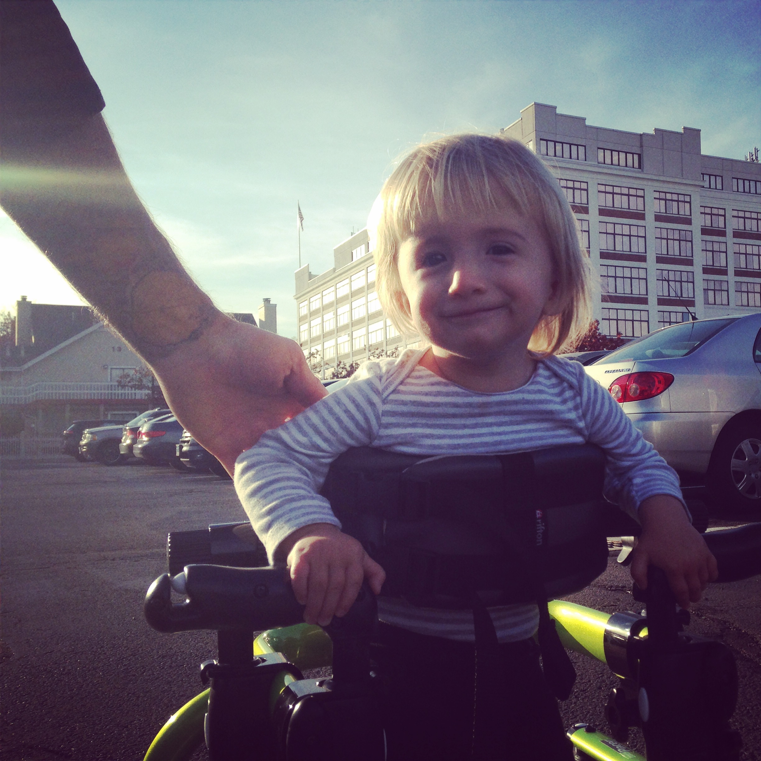 Testing out her walker.