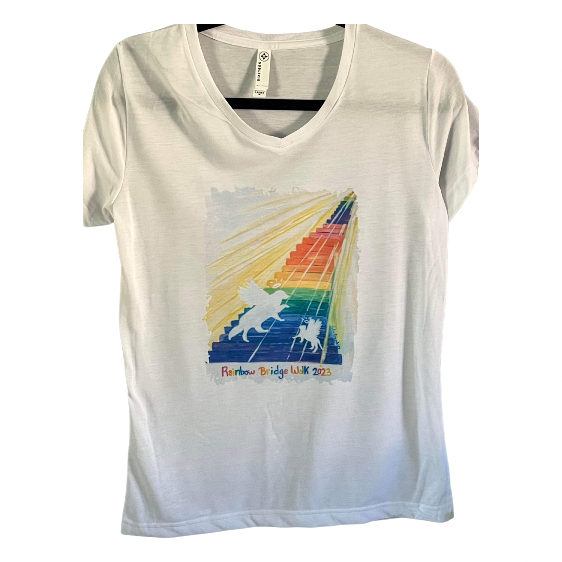 2023 Sophie's Circle Rainbow Bridge T-Shirt V-Neck “Rainbow Staircase” 