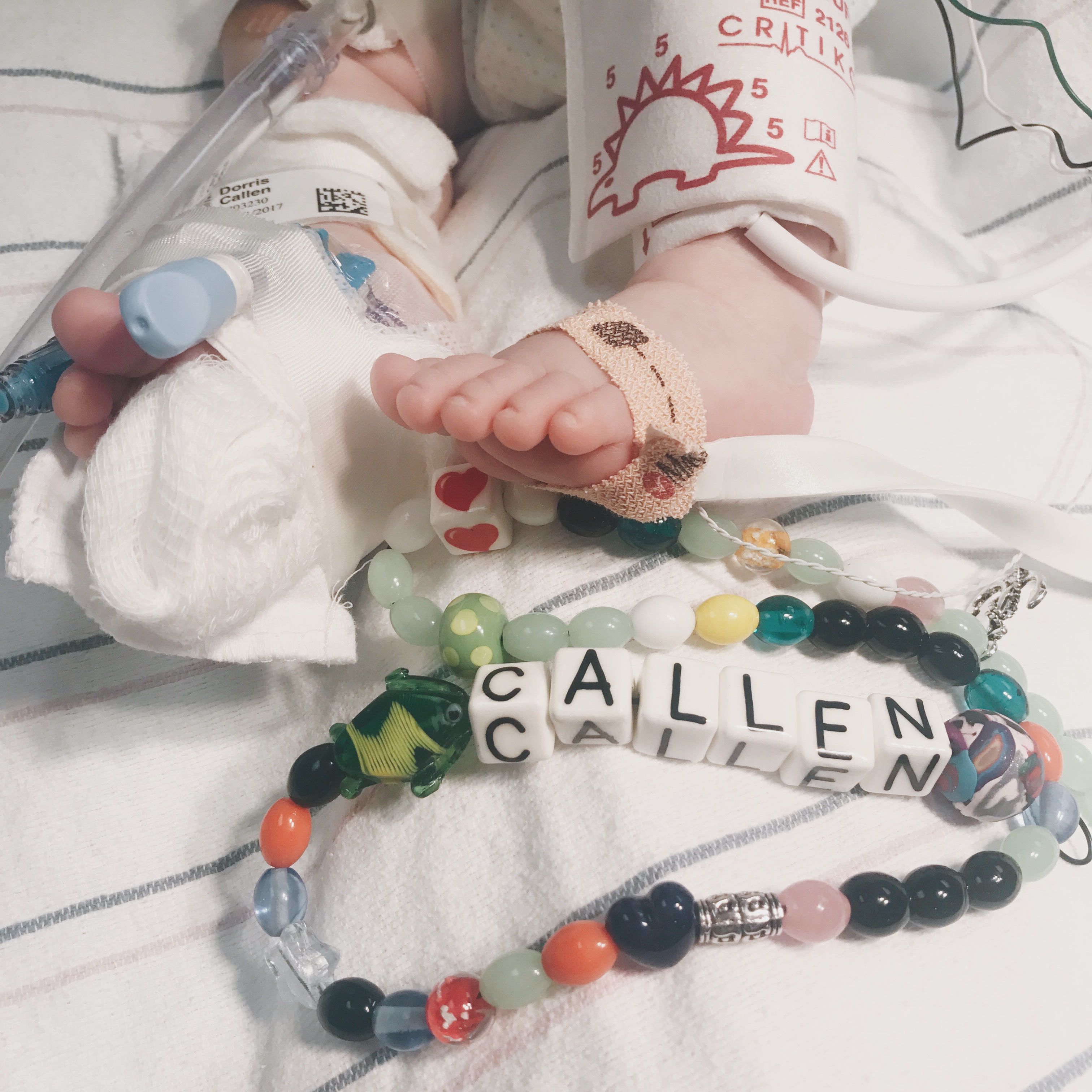 Callen's Journey Beads. Each bead represents a part of his story.