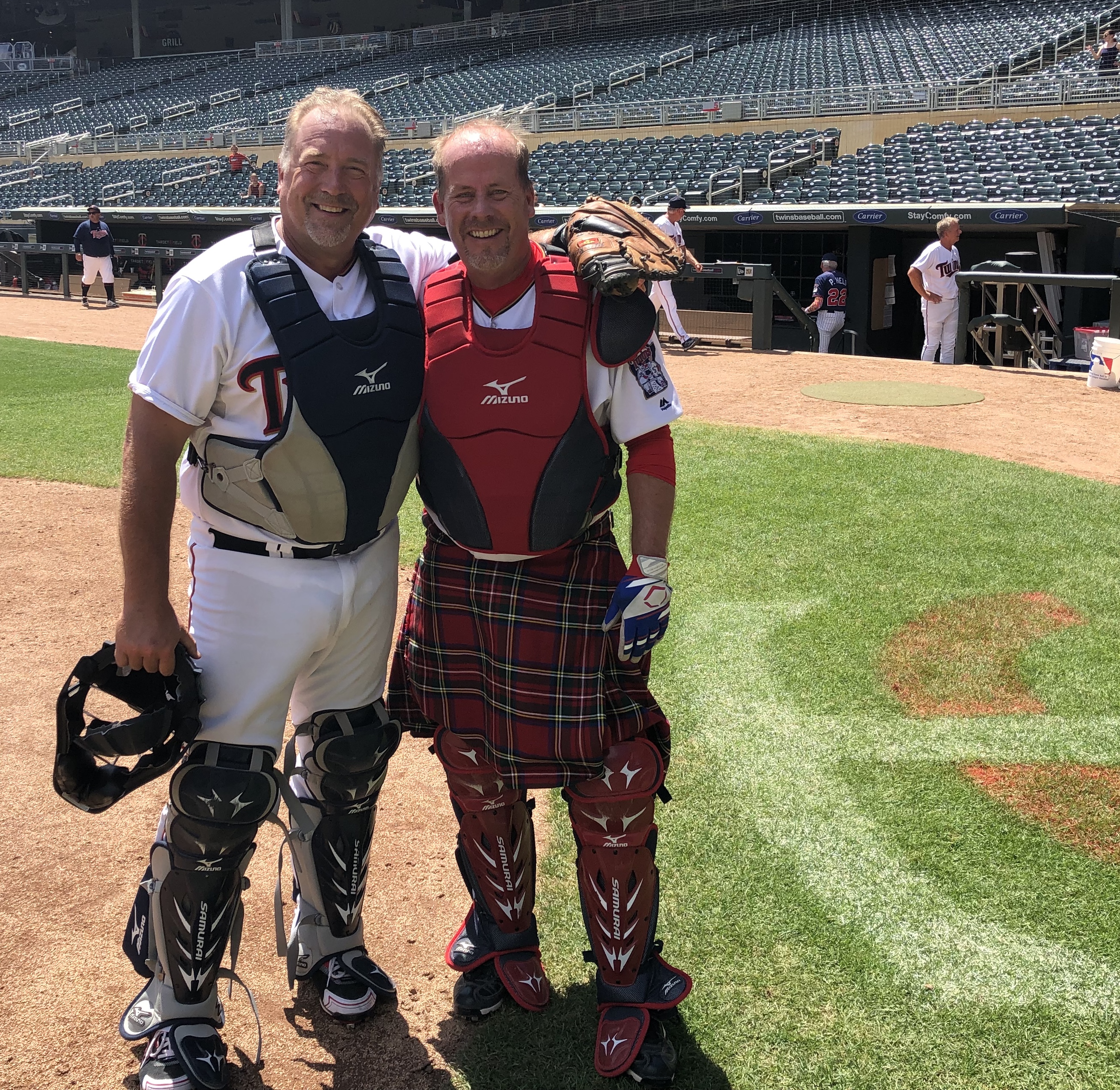 Todd wearing his Kilt while catching at Target Field!!