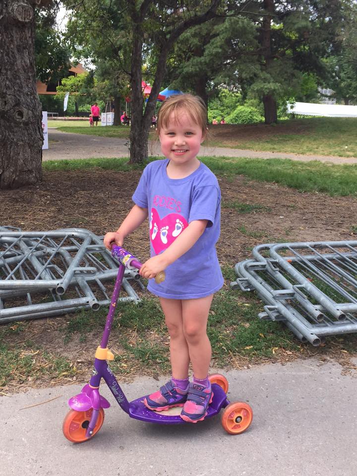 Addie on her 'new' scooter after the 2016 HB500