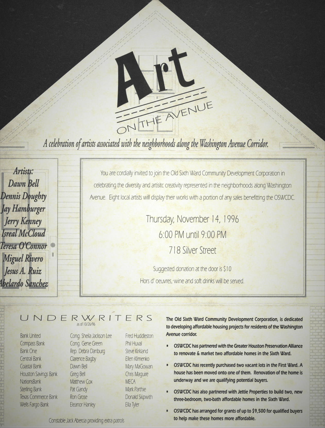 First Art on the Avenue Invitation from 1996