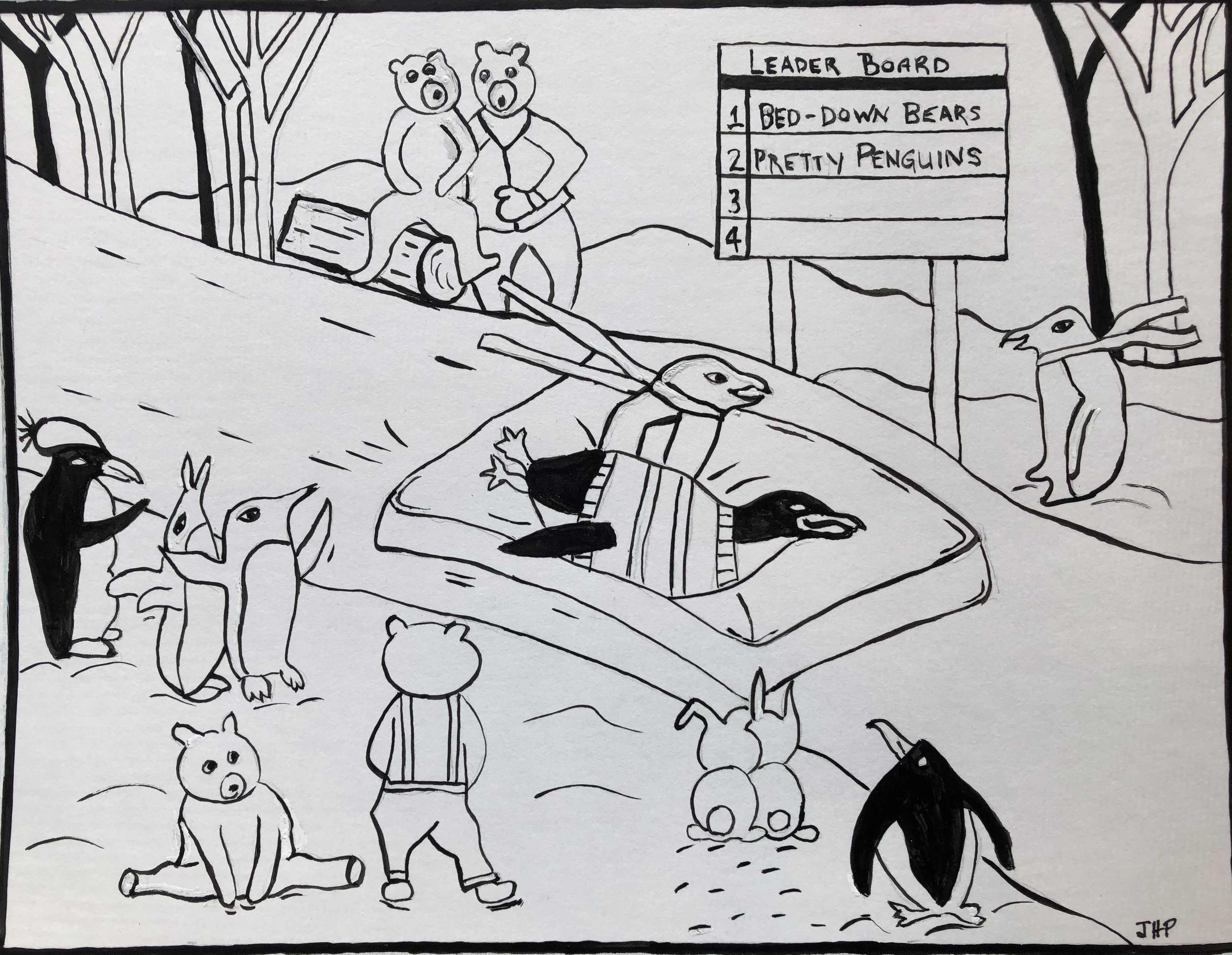 Penguin vs. Bears Bed Race