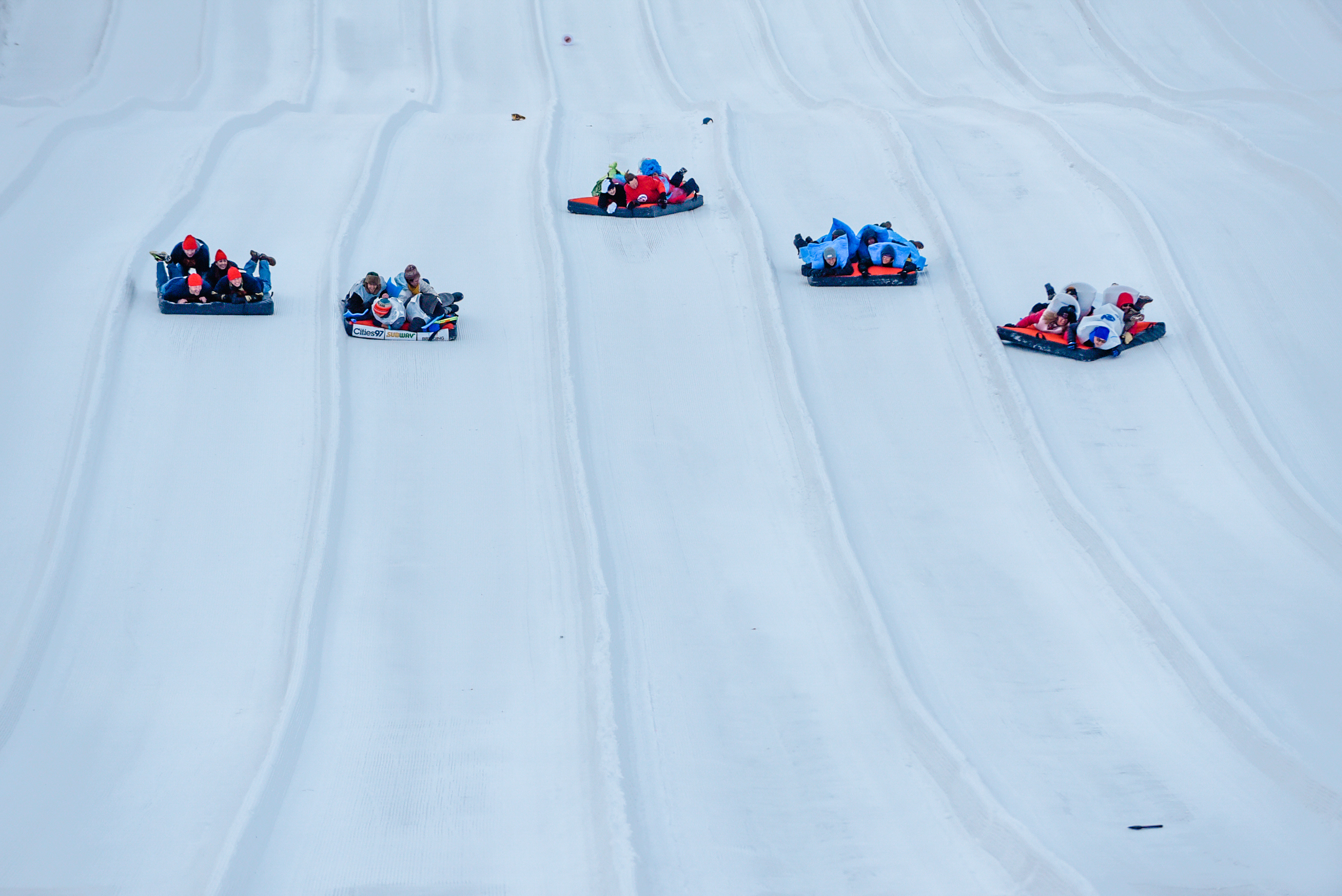 Oh what fun it is to ride ... a mattress at Buck Hill!