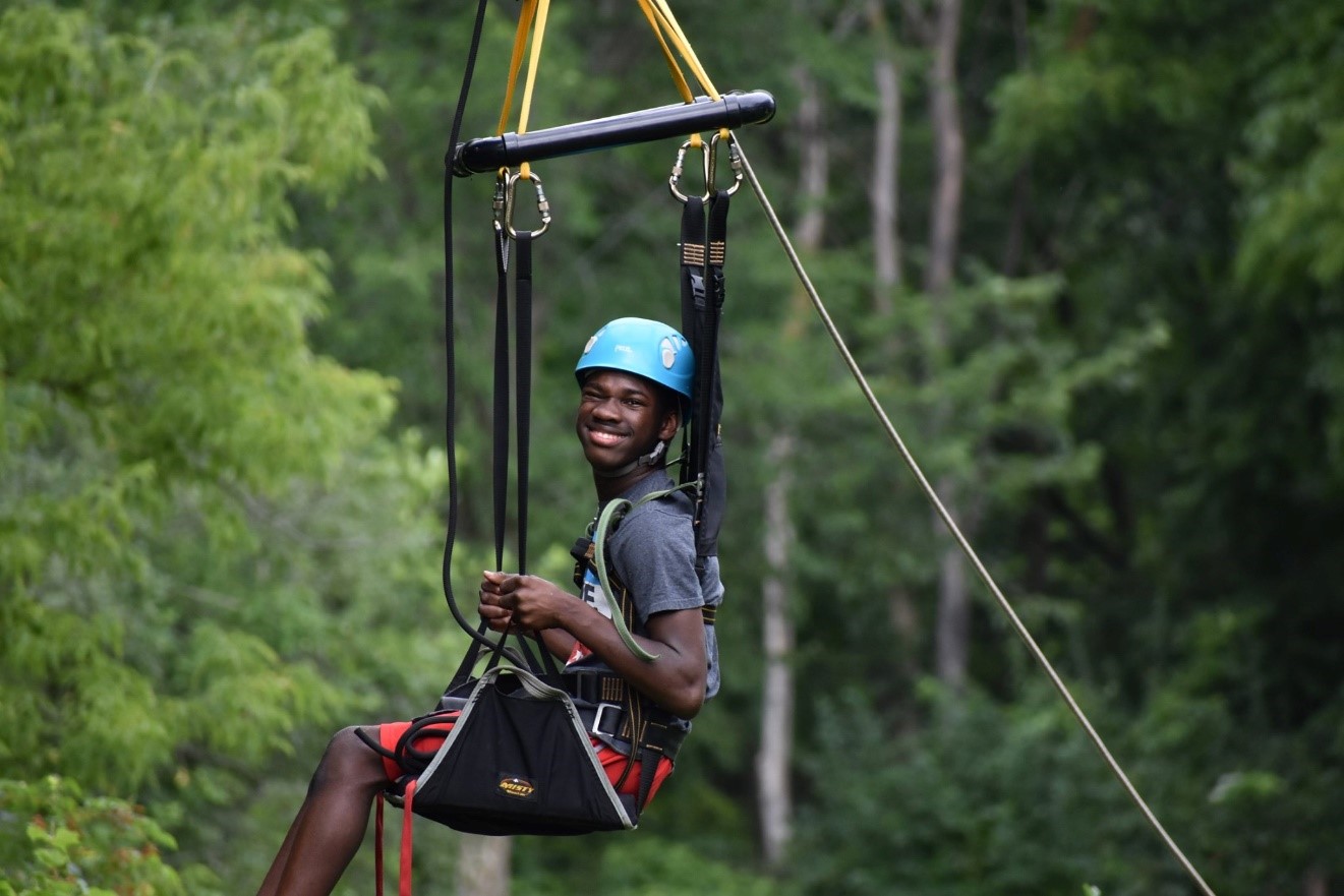 Zip lining using our sky chair