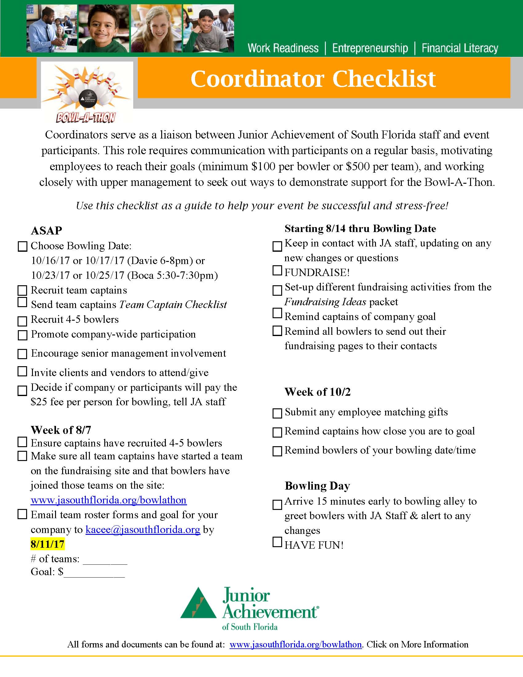 Team Coordinator Checklist 