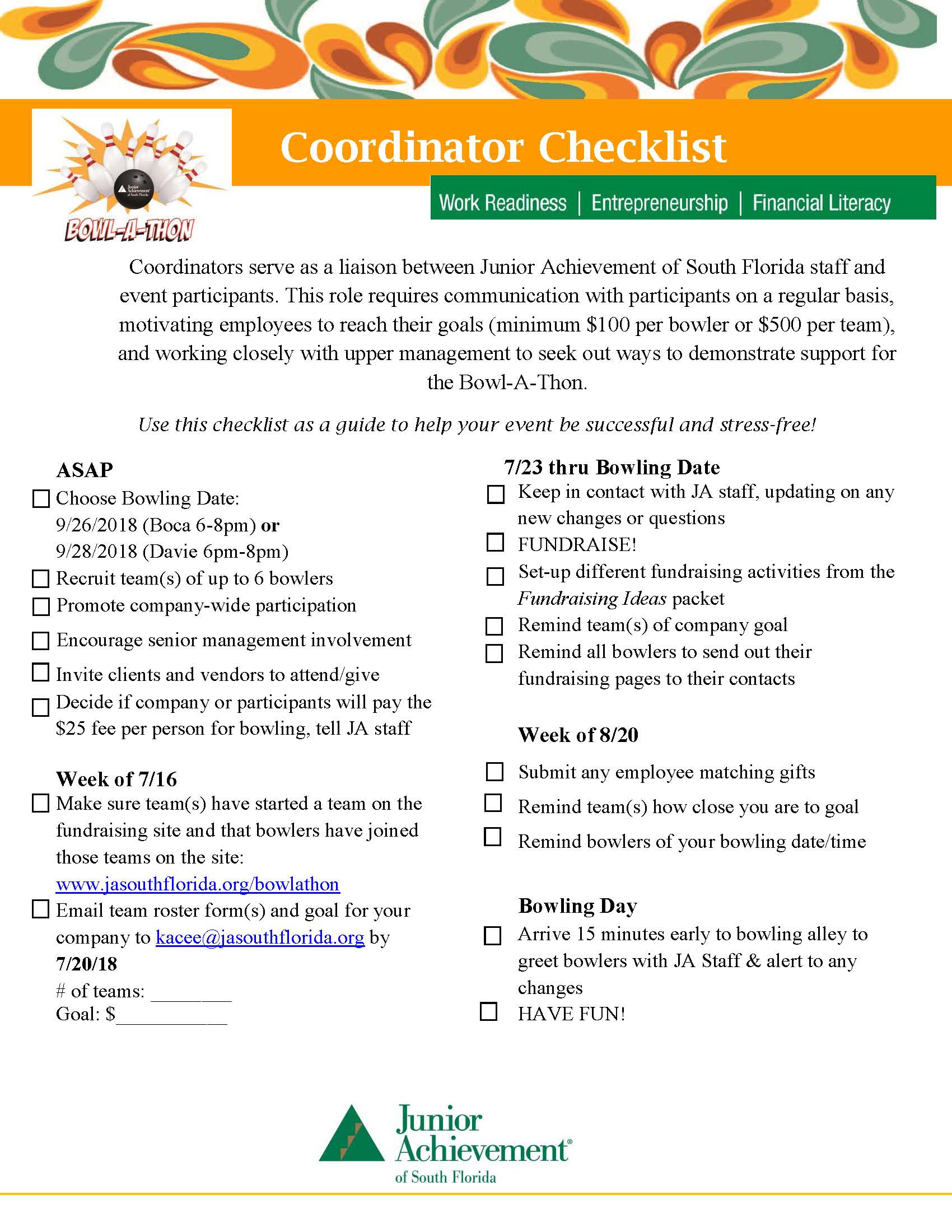 Coordinator Checklist 