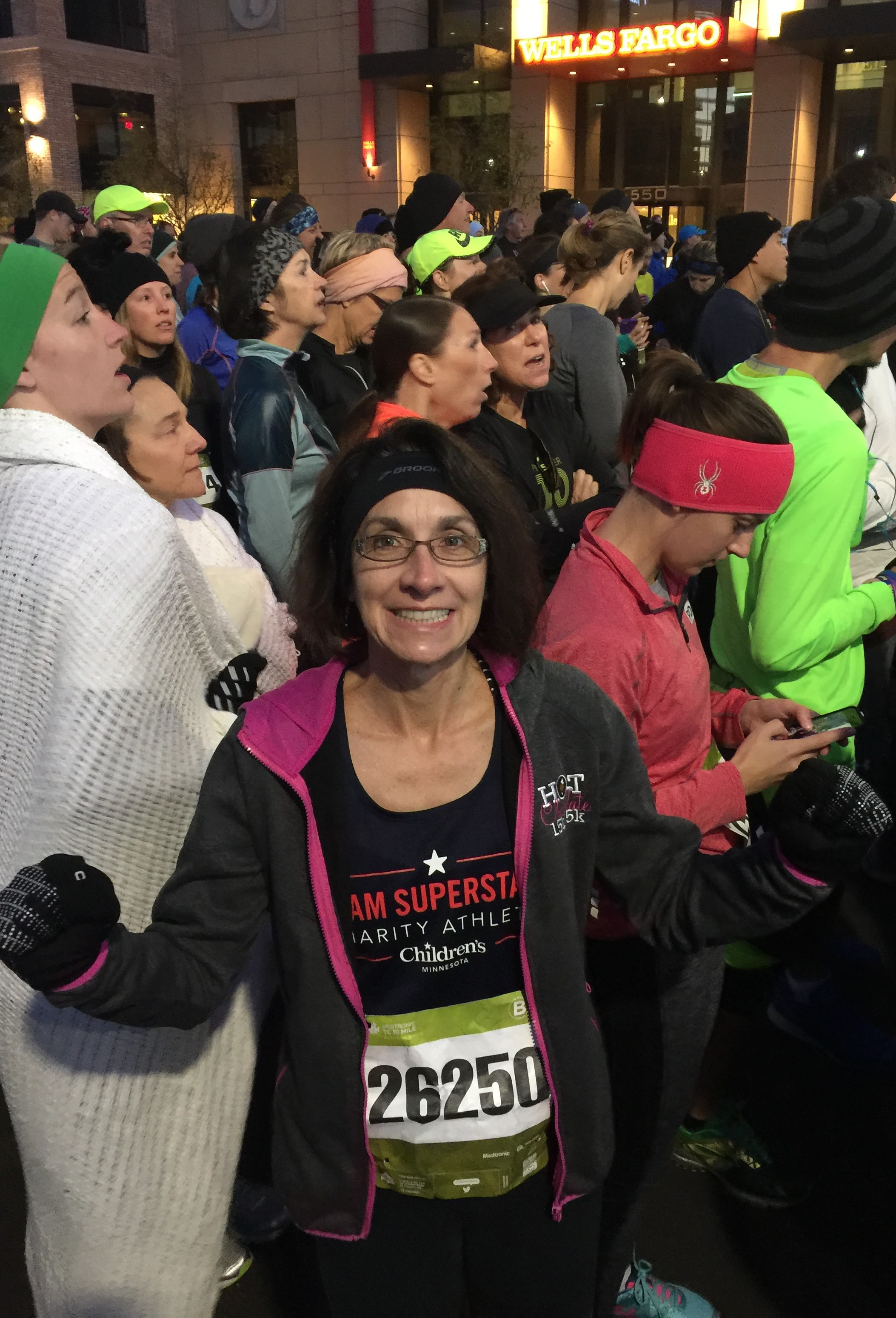 Getting pumped up  waiting for the race to begin near US Bank Stadium