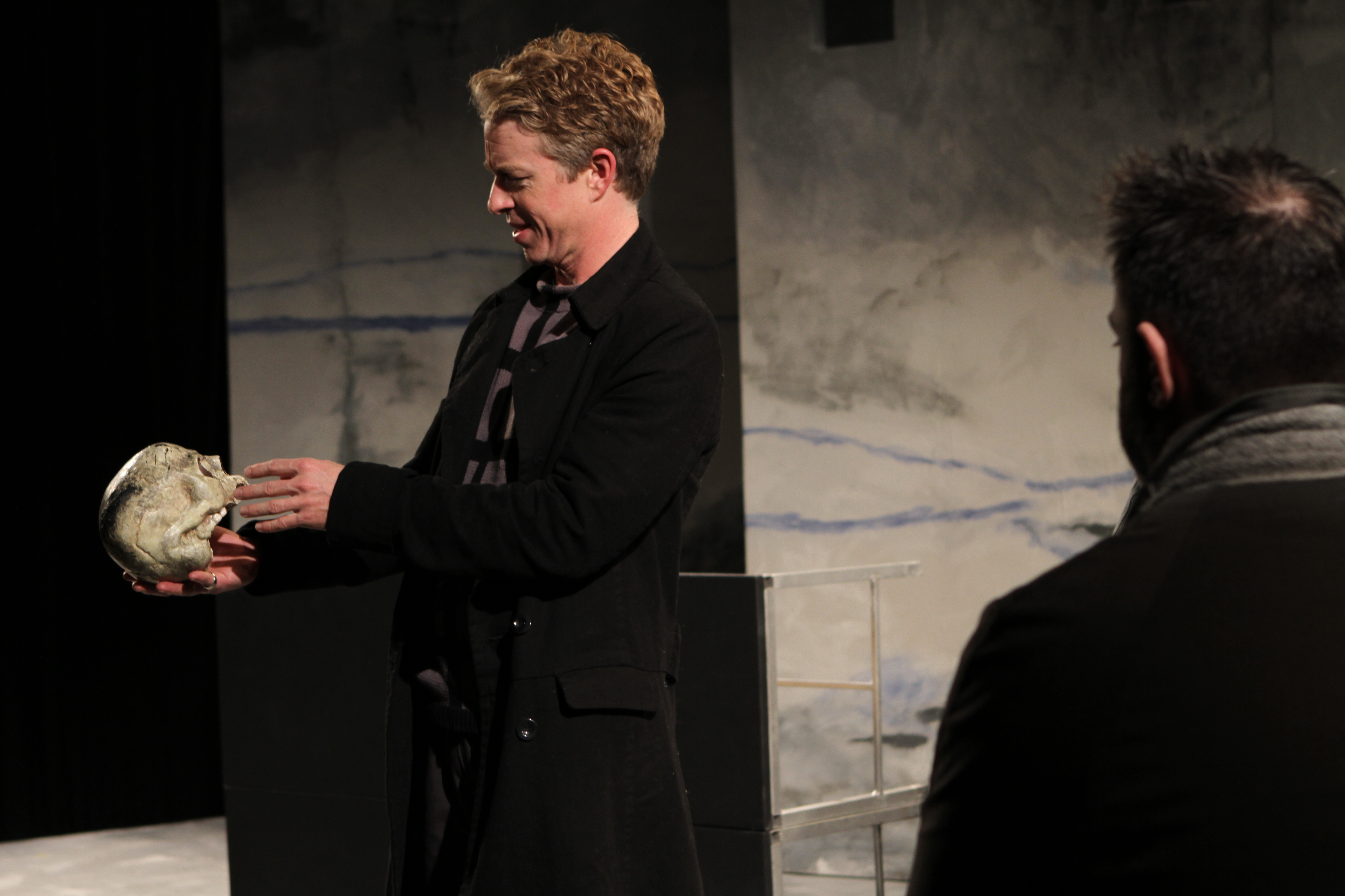 Darragh Kennan (Hamlet) and Mike Dooley (Horatio) in Hamlet (Mainstage). Photo by John Ulman