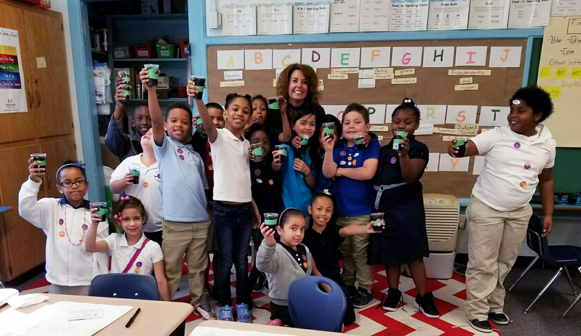 JA Volunteer with Elementary School class