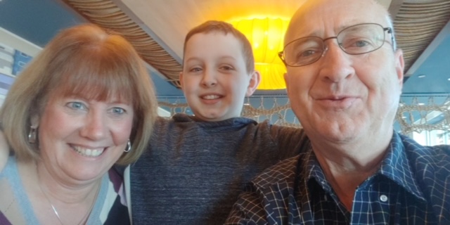 Christopher on his 10th birthday with Nana and larry