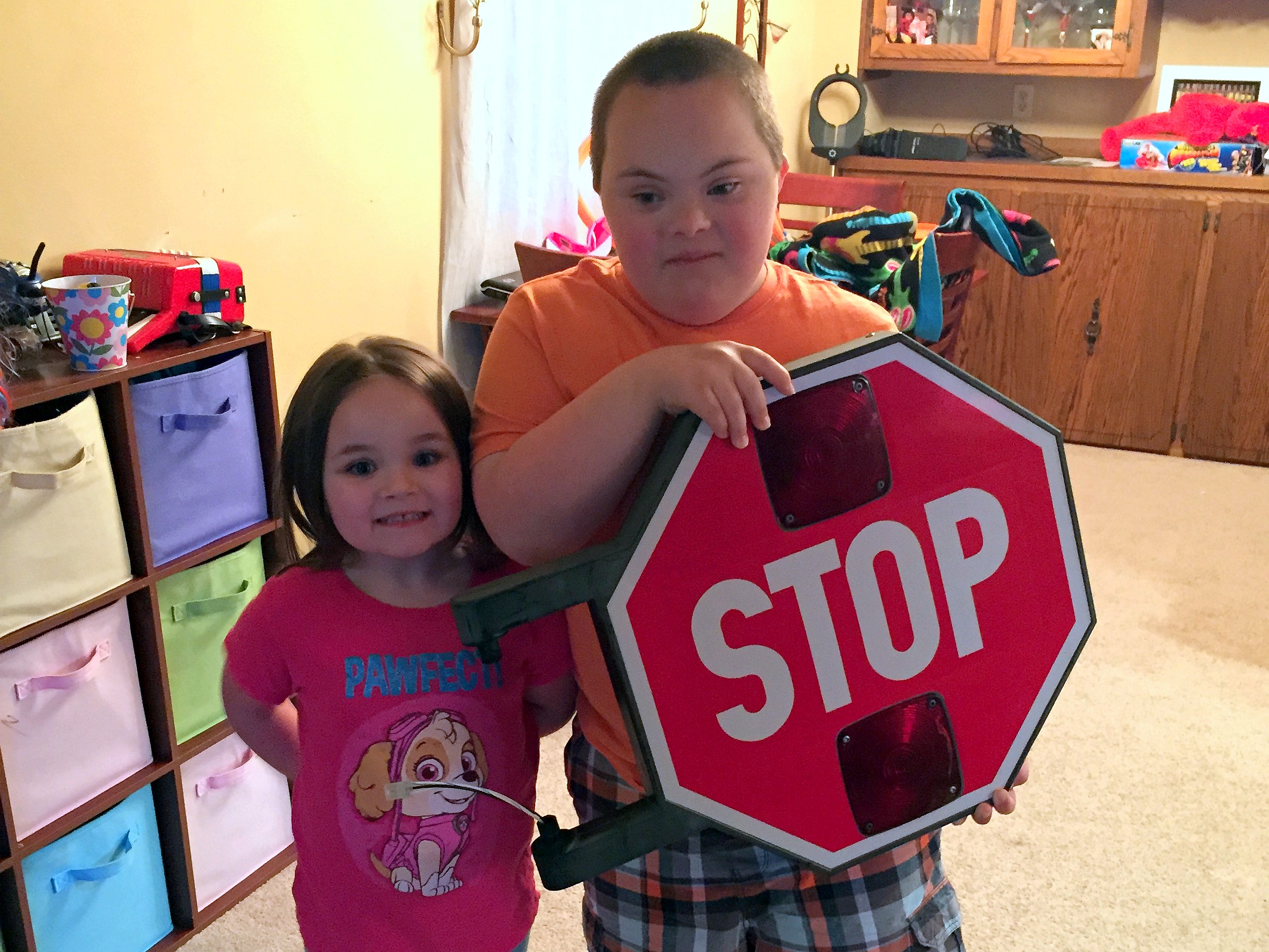 Quin's bus stop sign from his bus driver