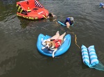 Flash goes tubing (& Guards the Mom-Mom)