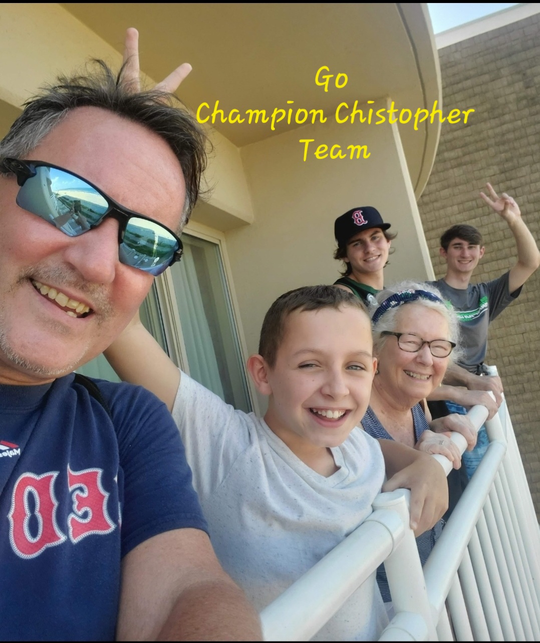 Christopher at Virginia Beach with all the family (Uncle B, cousins and great nana)