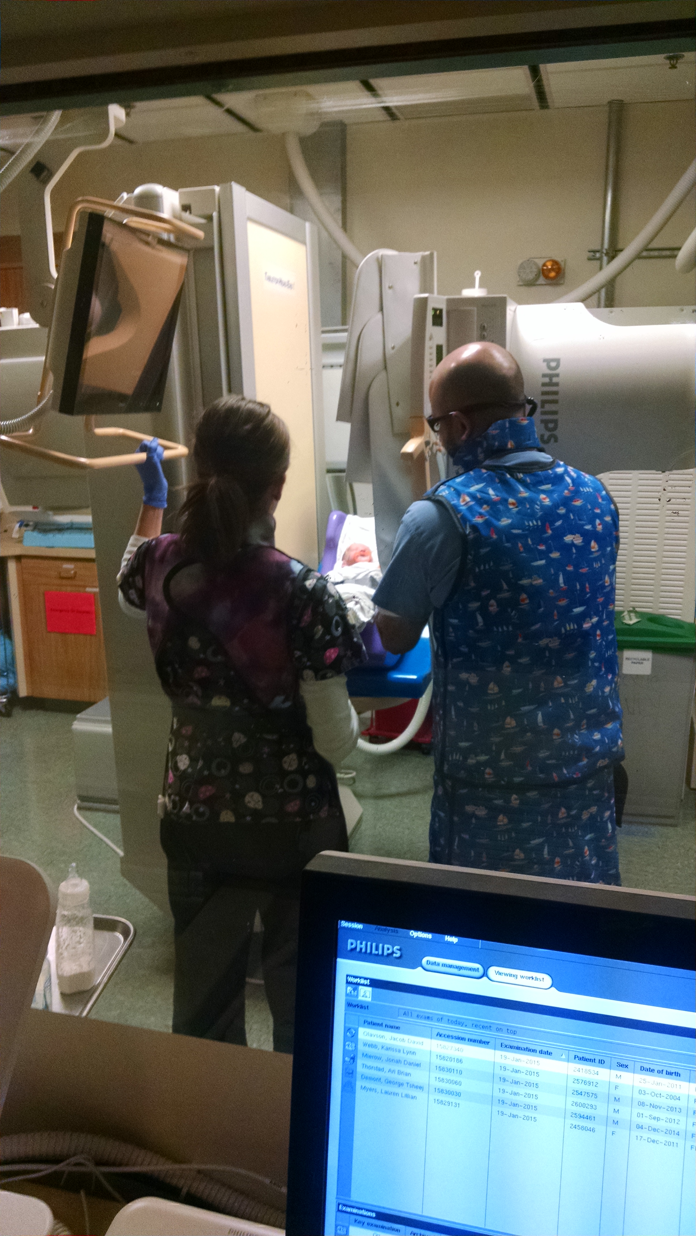 Joe undergoing a swallow study