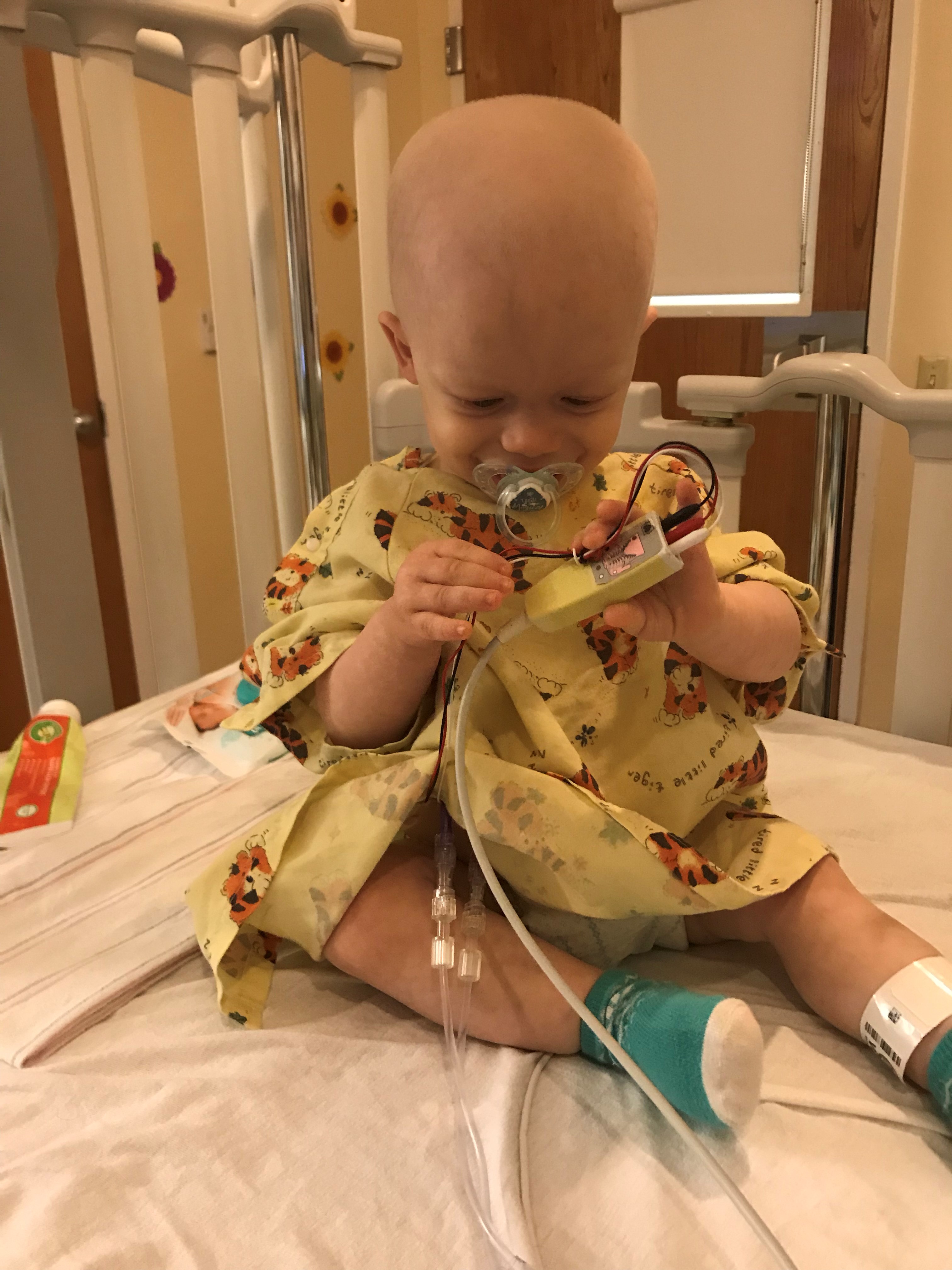 Playtime in the hospital room.