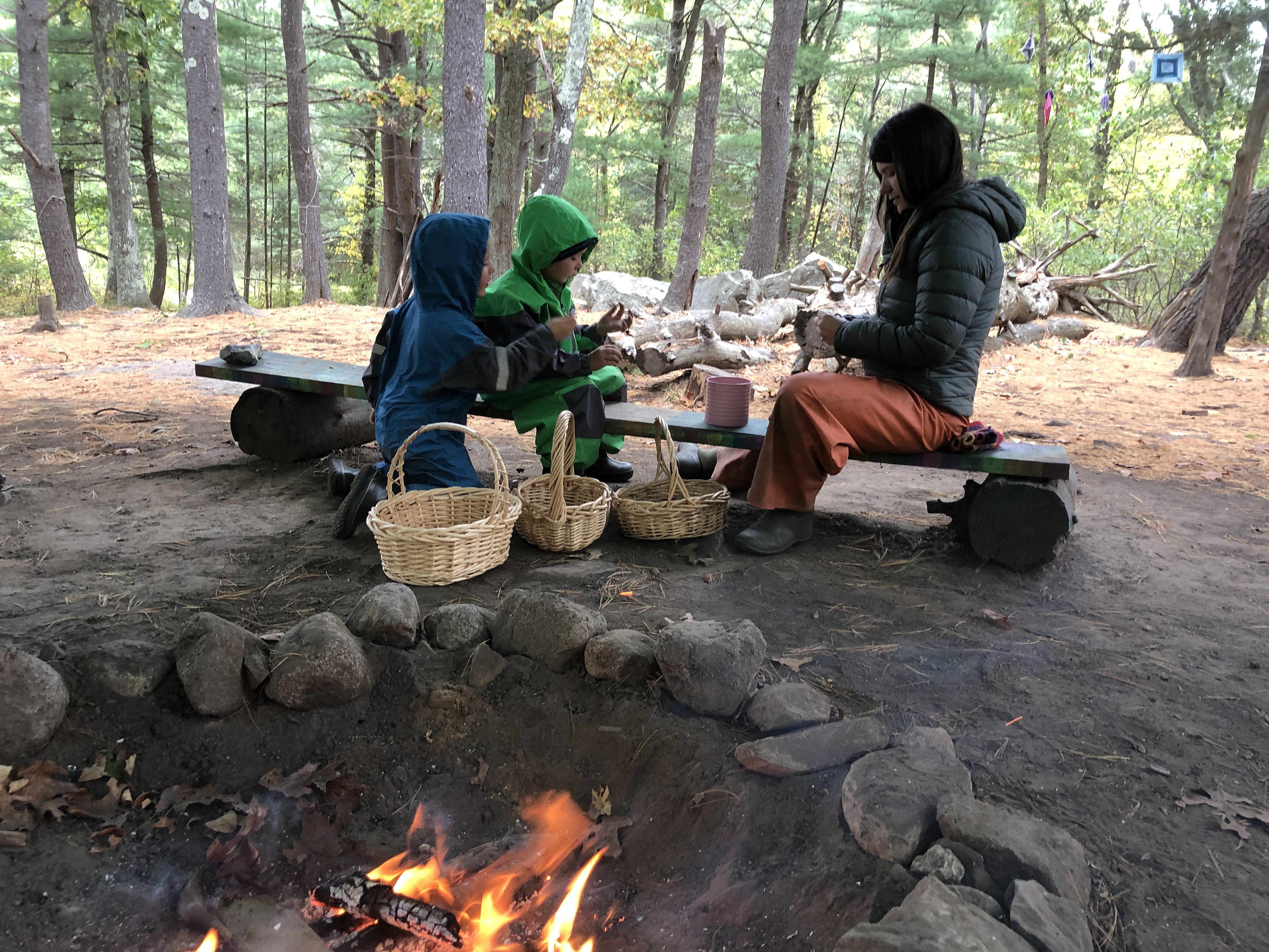 Julia and Friends Working by the Fire