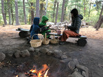 Julia and Friends Working by the Fire