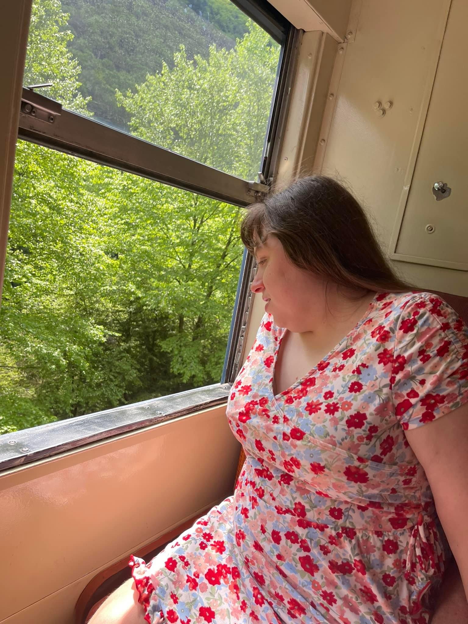 Emma enjoying a train ride at Jim Thorpe!