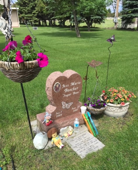 Jess' grave site.  Itsy Bitsy Spider was her favorite song.