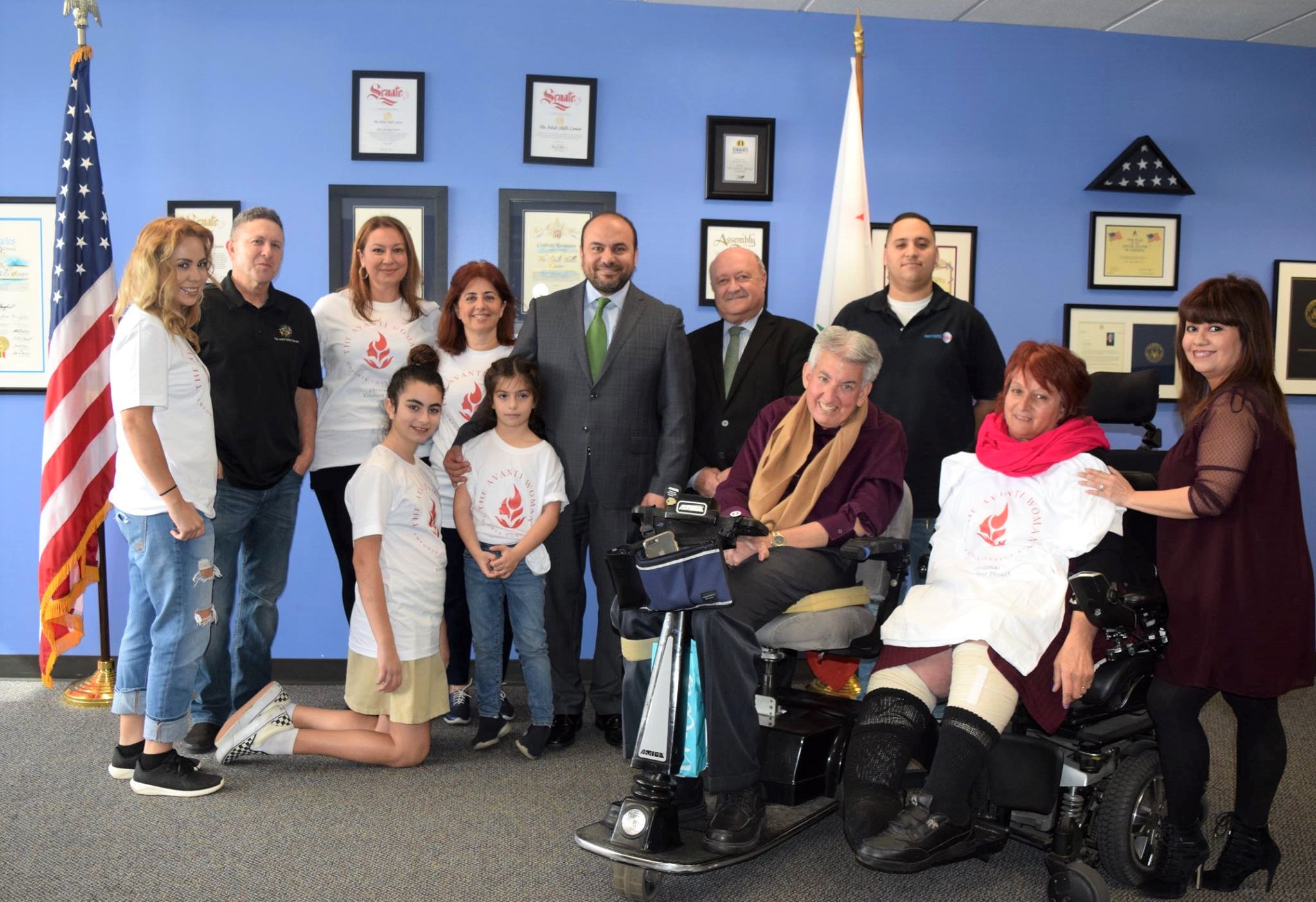 Ken with Assemblyman Nazarian with TASC recipient of a community award of a new recliner and adjustable bed