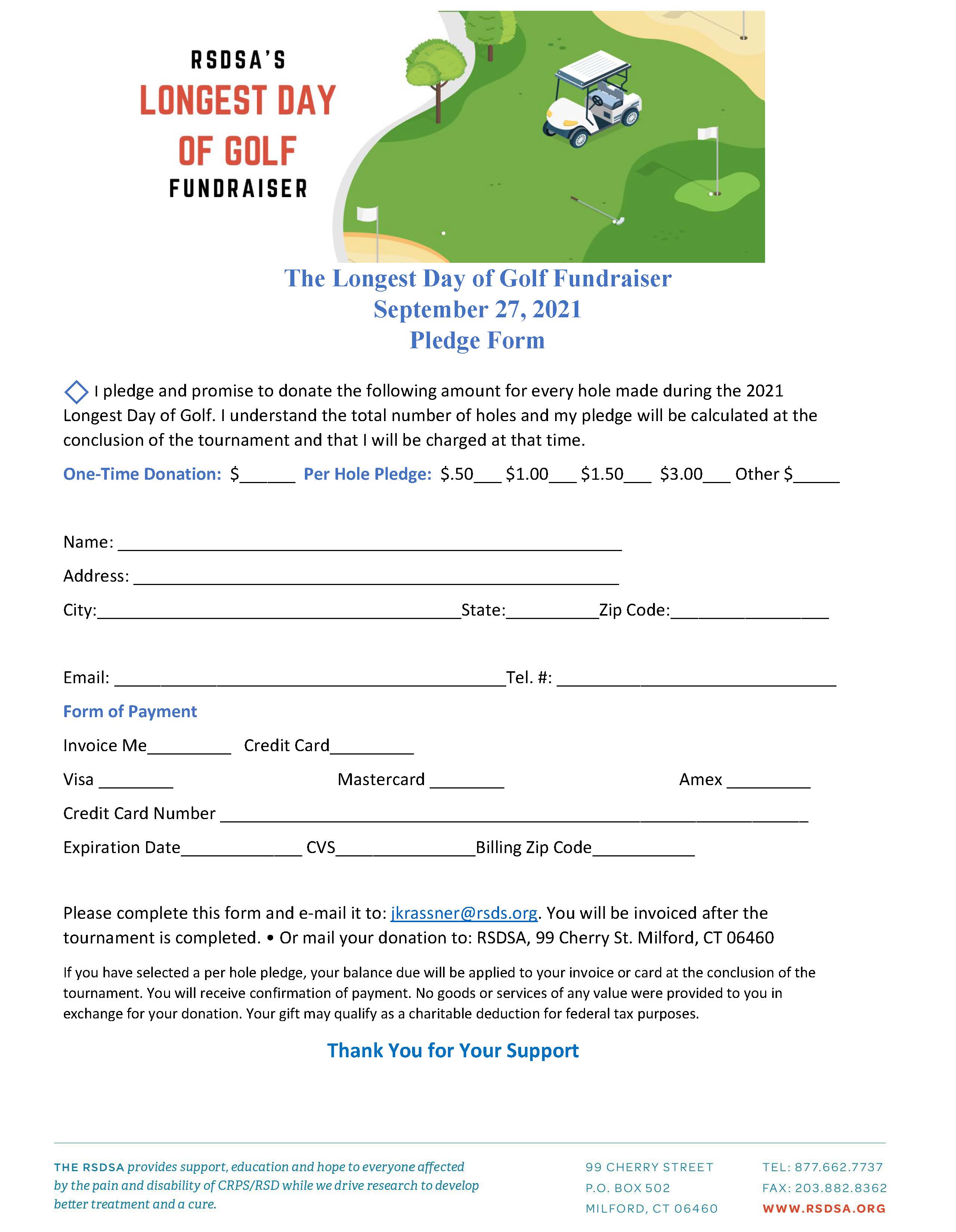 Longest Day of Golf Pledge Form