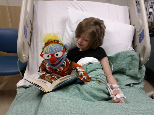 Maggie and a very special visitor at Children's, 2012