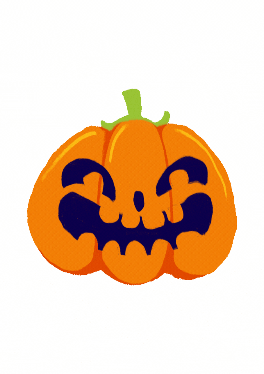 Orange Spooky Graveyard Halloween Poster.gif