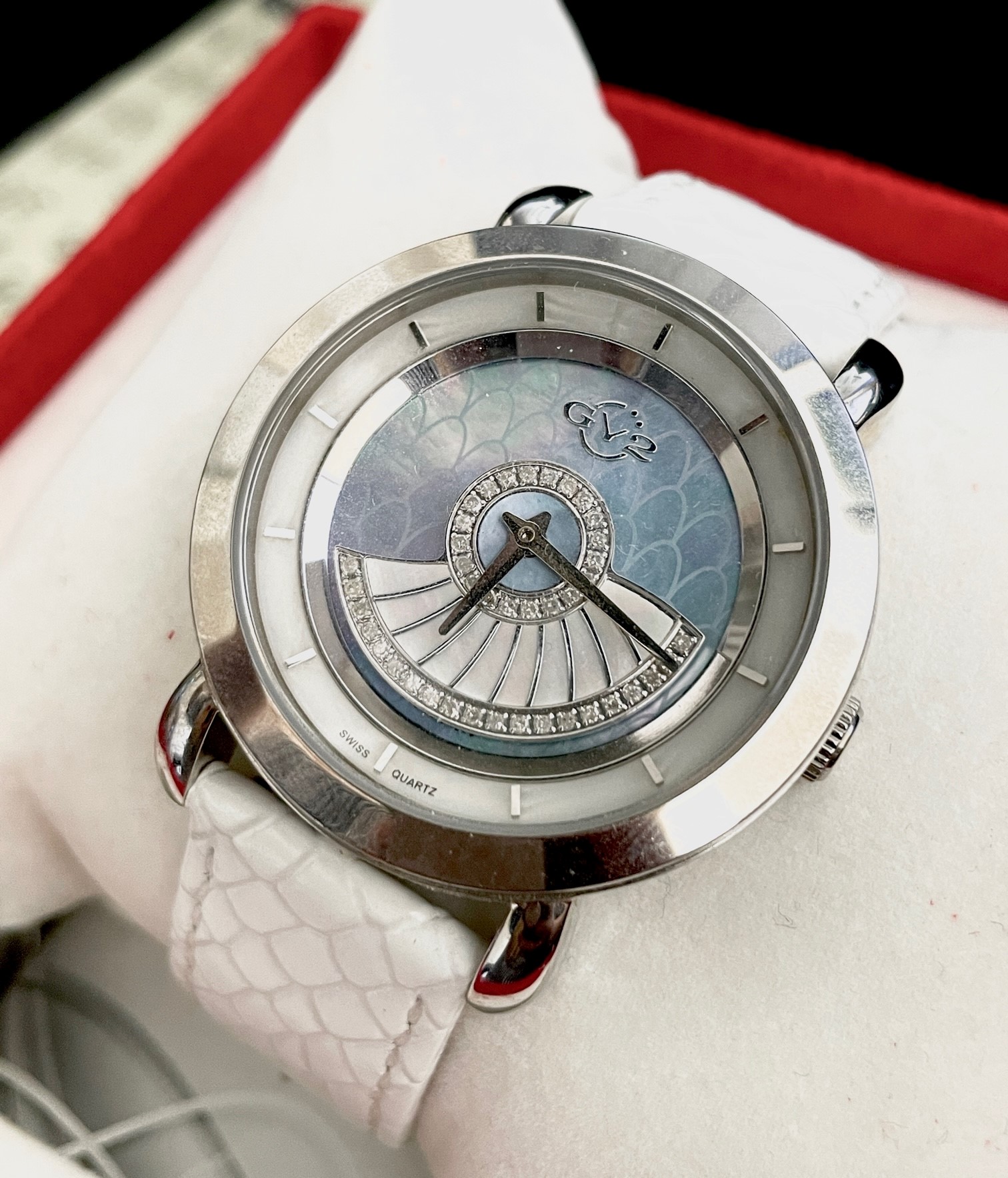 Gevril sapphire, diamond, and crystal watch ($3,600 Retail)