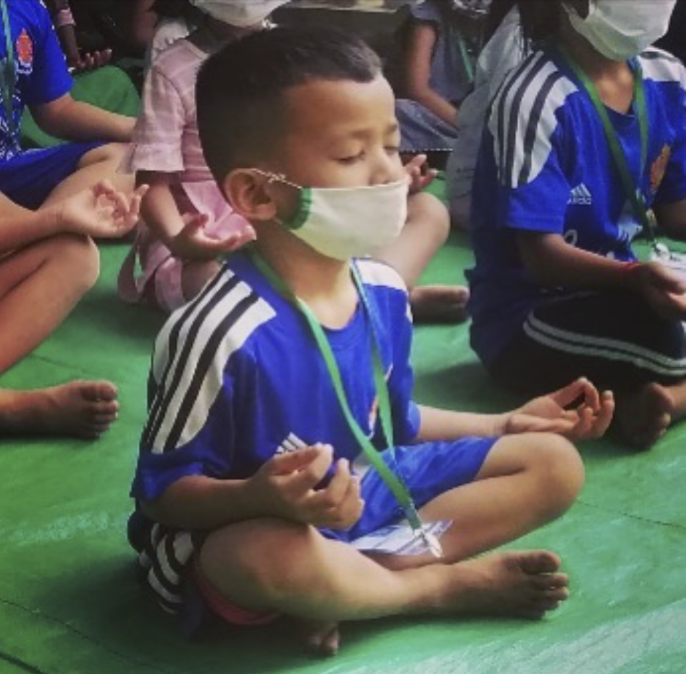 Meditating in Siem Reap, Cambodia school