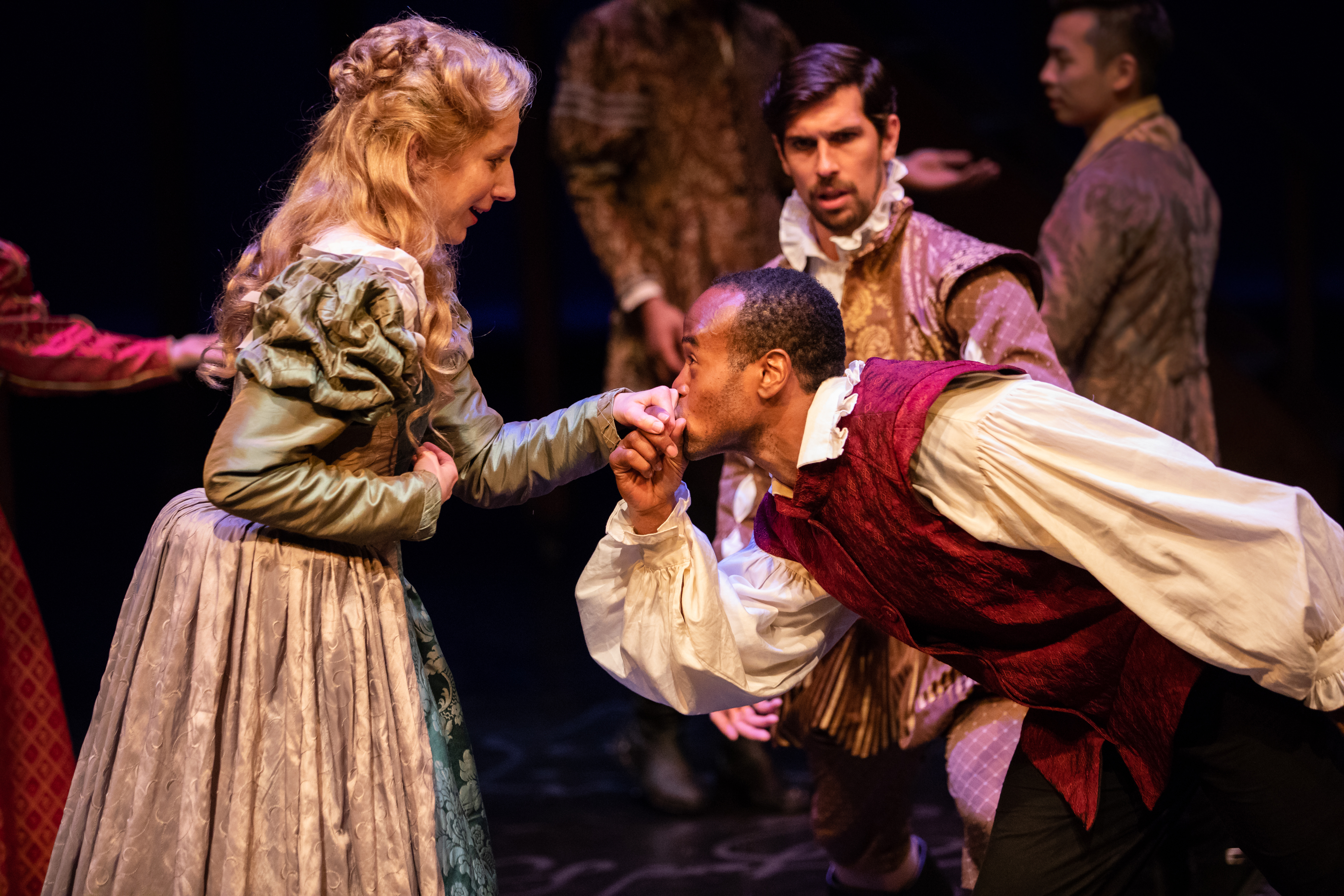 Chiara Motley, Brian Claudio Smith, and Rafael Jordan in Shakespeare in Love, photo by John Ulman