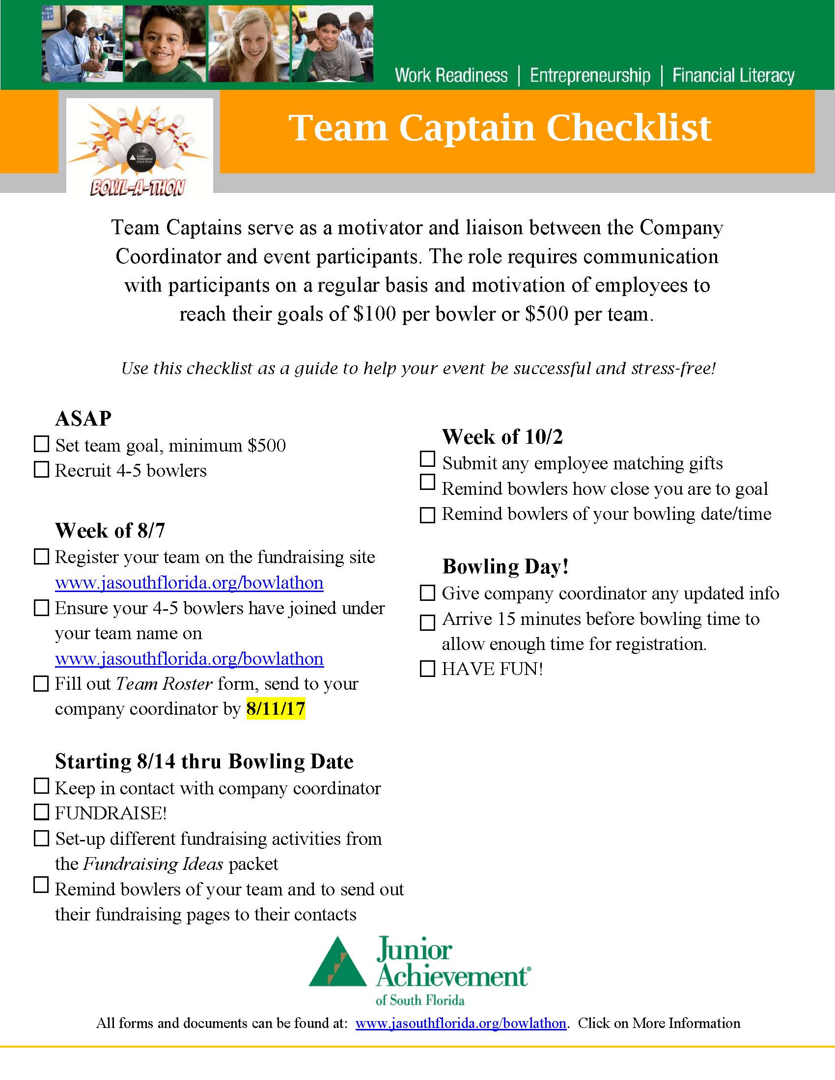 Team Captain Checklist 
