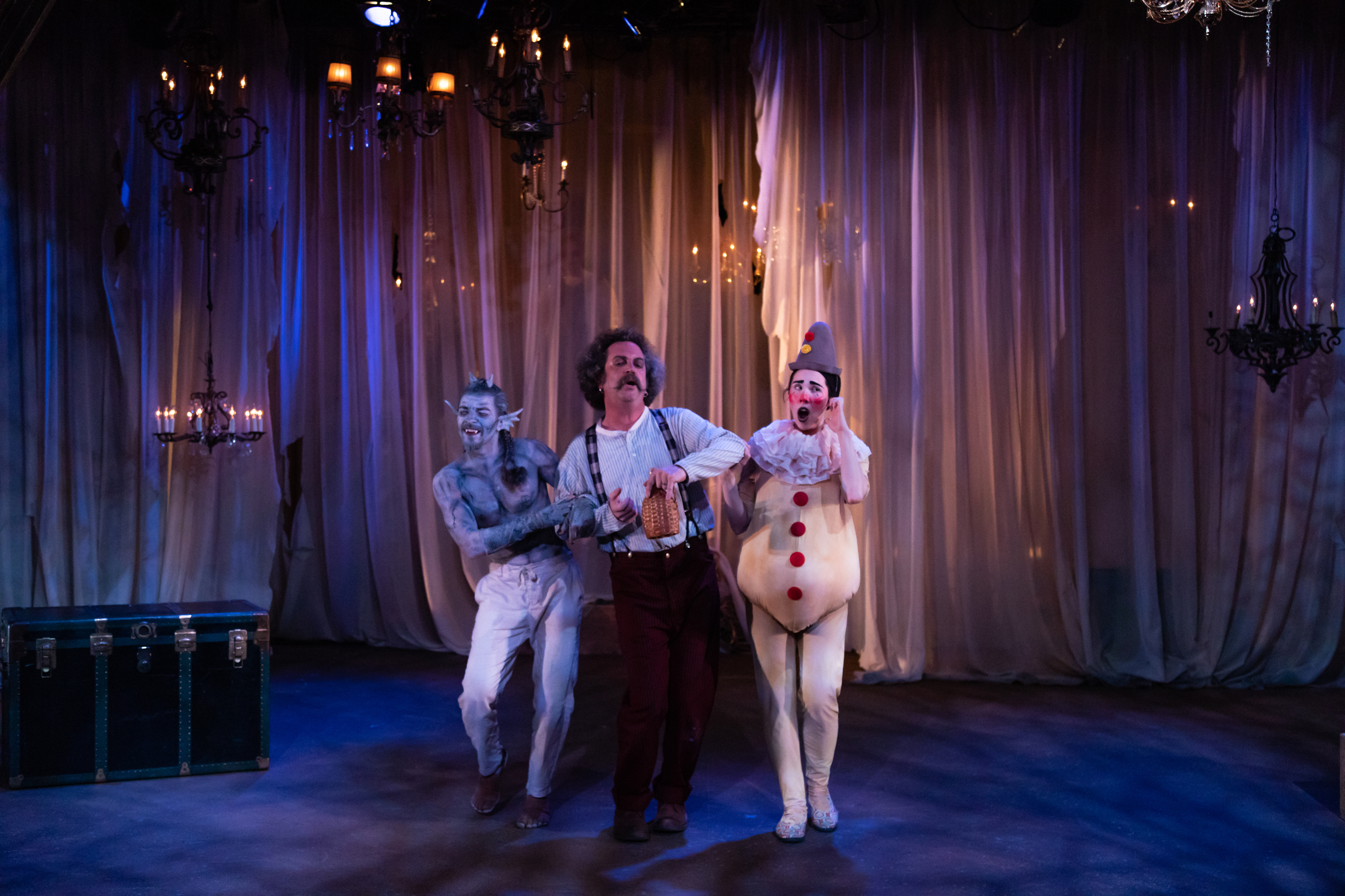 Christopher Morson, Peter Dylan O'Connor, and Amy Escobar in The Tempest, photo by HMMM Productions