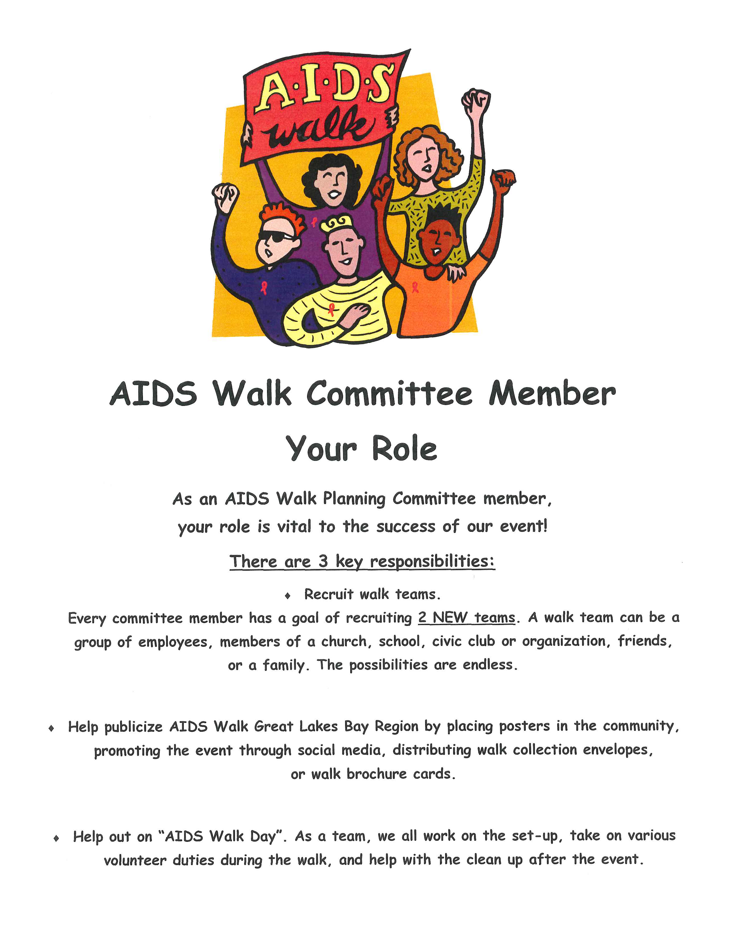 Your Role: AIDS Walk Committee Member