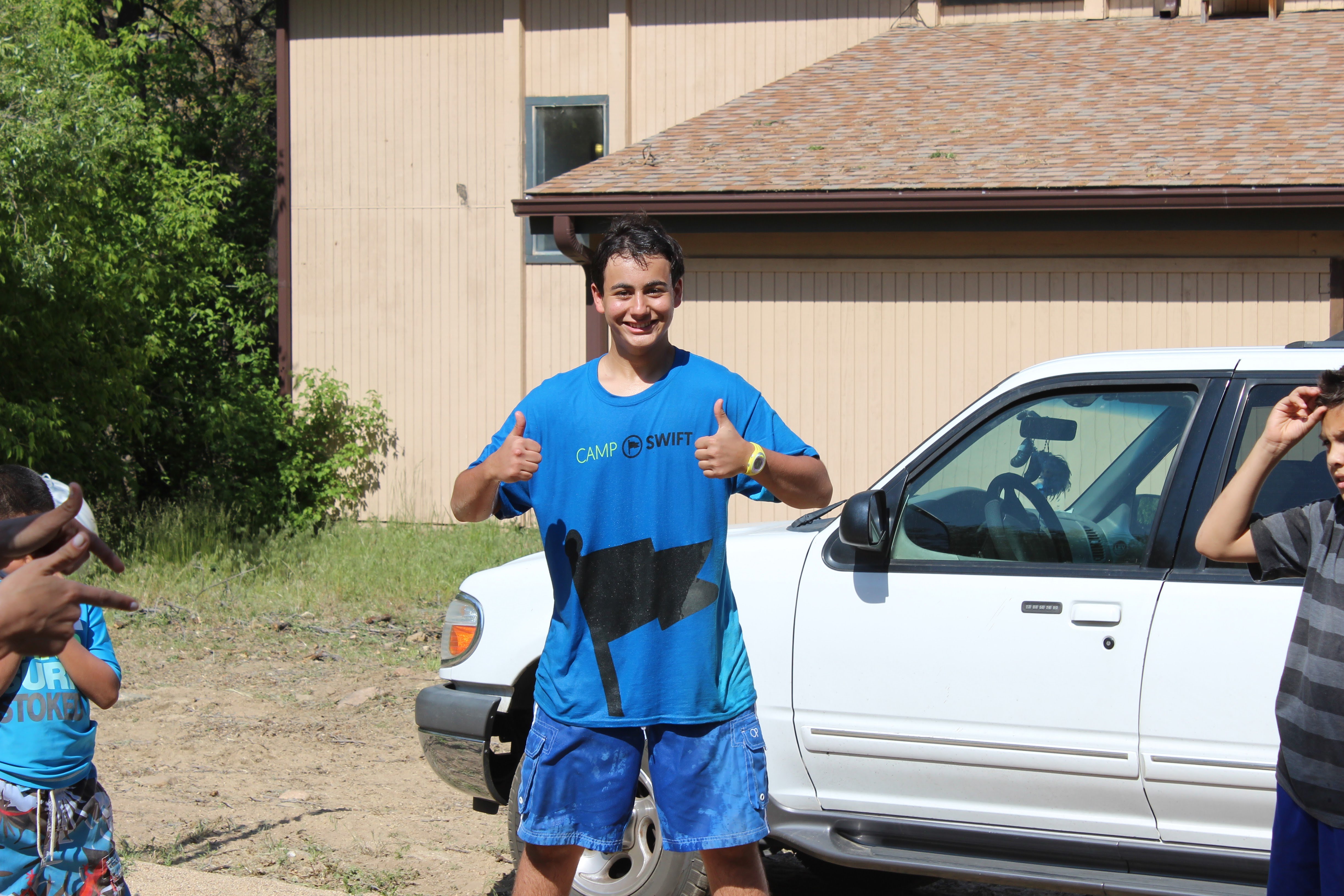 My first day ever as a counselor, and already getting soaked!